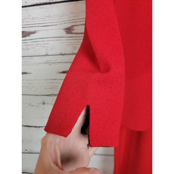 Leslie Belle Red Black Velvet Collar 2-Piece Formal Work Skirt & Jacket Size 8 - Picture 9 of 16